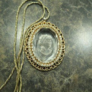 Gold and Glass Cameo Necklace